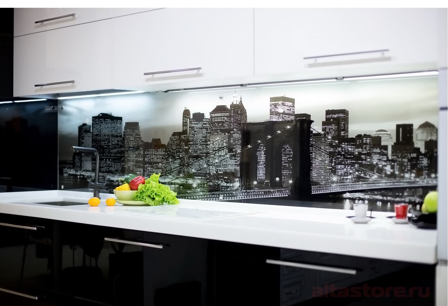 Кухонный гарнитур с фотопечатью, фасад акрил - Компания «Маэстро»