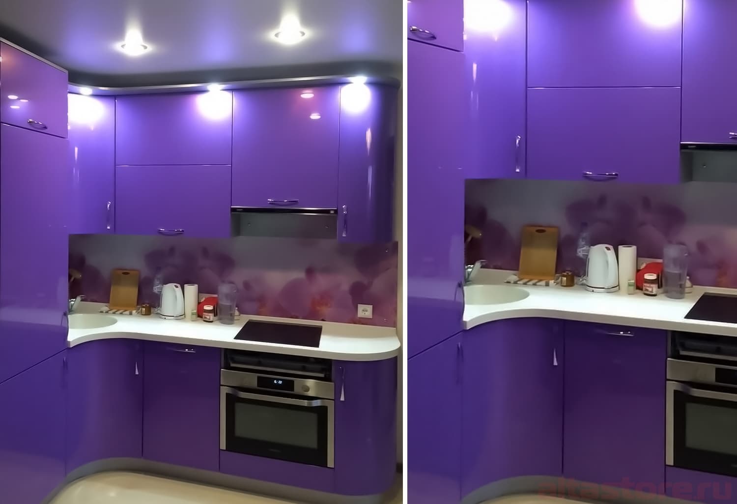 Фиолетовая кухня, фасад мдф эмаль, металлик - Компания «Маэстро»