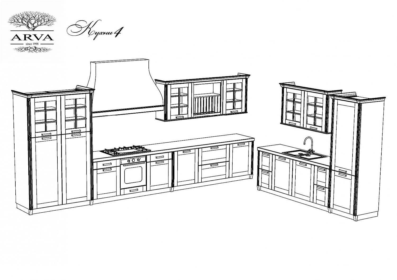 Индивидуальный дизайн проект угловой кухни в классическом стиле