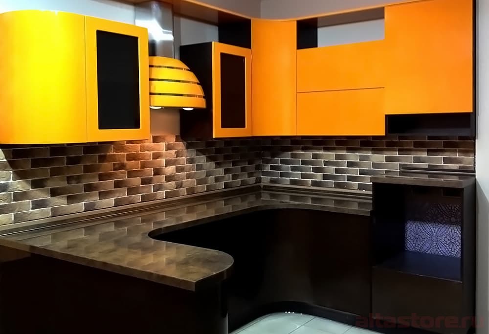 Оранжевая кухня, фасад эмаль глянец - Компания «Маэстро»