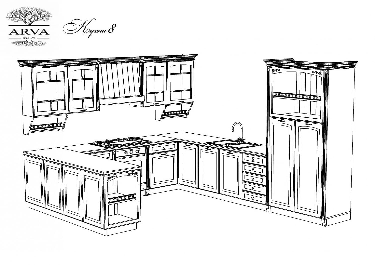 Дизайн проект кухни, мебельная фабрика «ARVA»